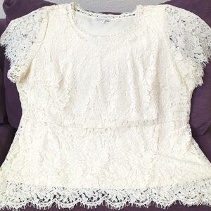 Isaac Mizrahi Cream Lace Blouse